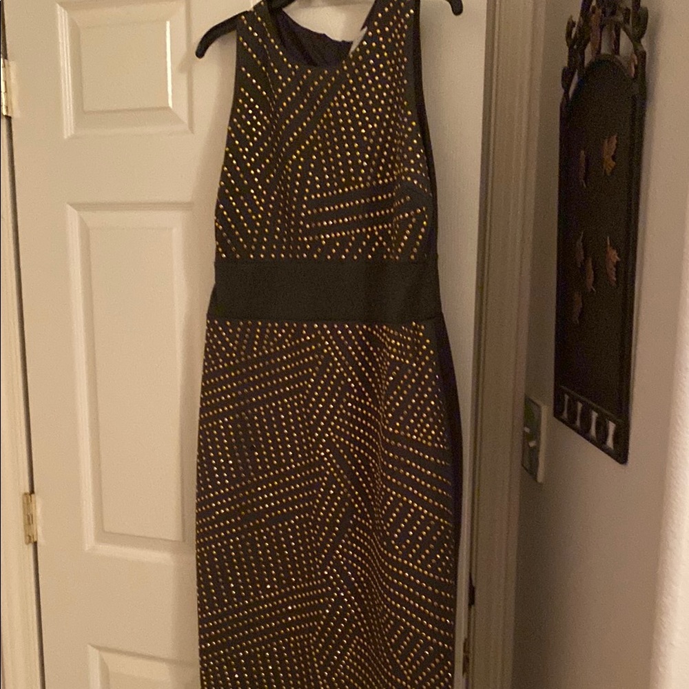 Gold and Camo color Sheath Midi Dress